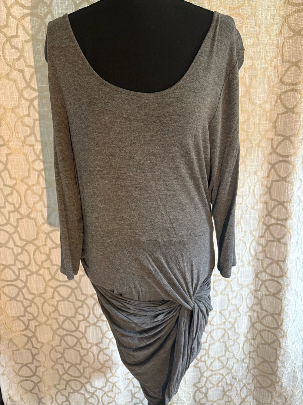 Finesse Gray Midi Dress with Side Knot